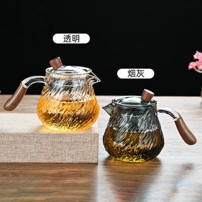 Teiera in vetro borosilicato alto, manico laterale domestico, teiera martellata ad alta temperatura, teiera per infusione.