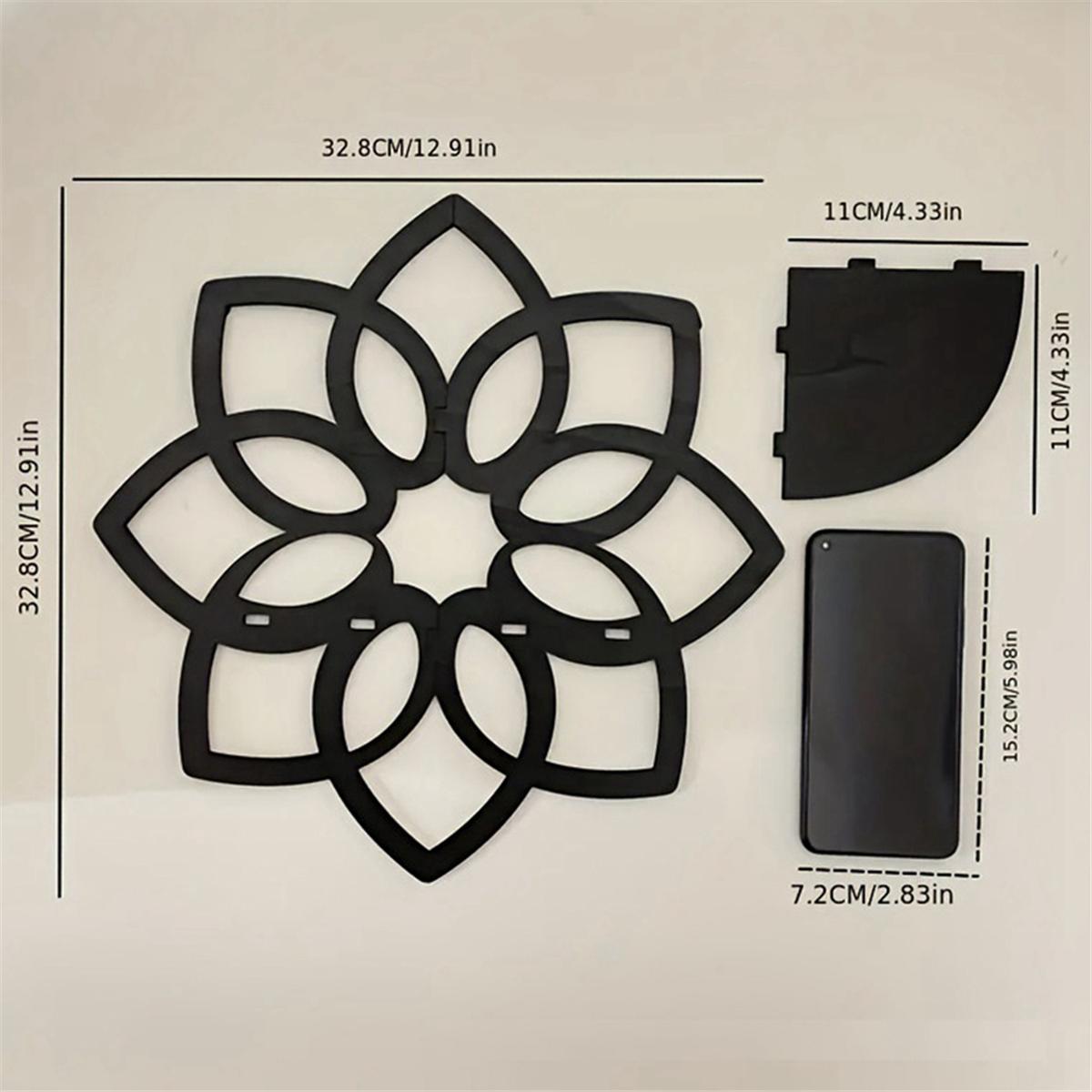 Lotus Corner Shelves, Wooden Flowers Wall Corner Shelves Floating Shelves Crystal Display Shelf Boho Wall Corner Shelves NONE