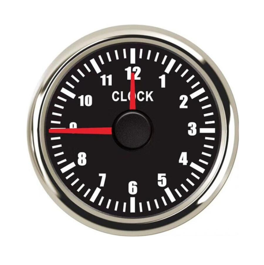 2"/52mm Clock Gauge 12 Hours Format Clock Meter Red Backlight For Car Boat Yacht