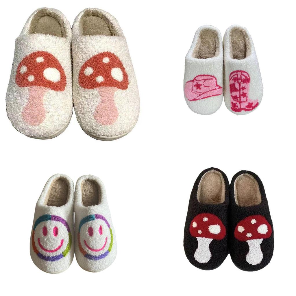 Mushroom Winter Cozy Home Slippers With Non Slip Rubber Sole For Men And Women