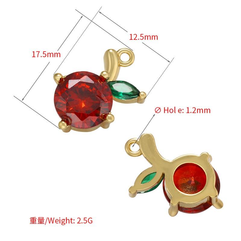 ZHUKOU Fruit Party Gold Plated Inlaid Zirconia Sweet And Cute Fruit Metal Pendant For DIY Jewellery Accessories 1 Pcs