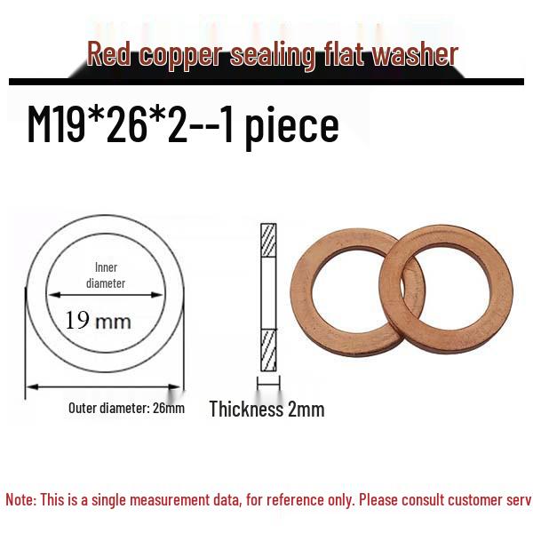 Annealed Red Copper Gasket Washer Pad for Sealing Fastener, M4-M34