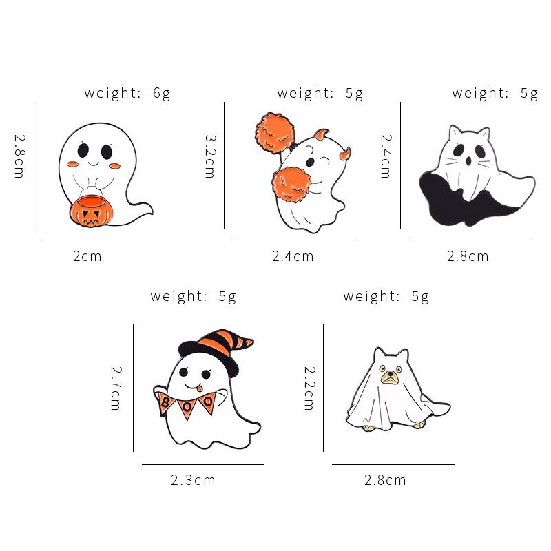 Spooky Themed Halloween Ghost Brooch In Geometric Design Ideal For Punk Style Accessories Costume