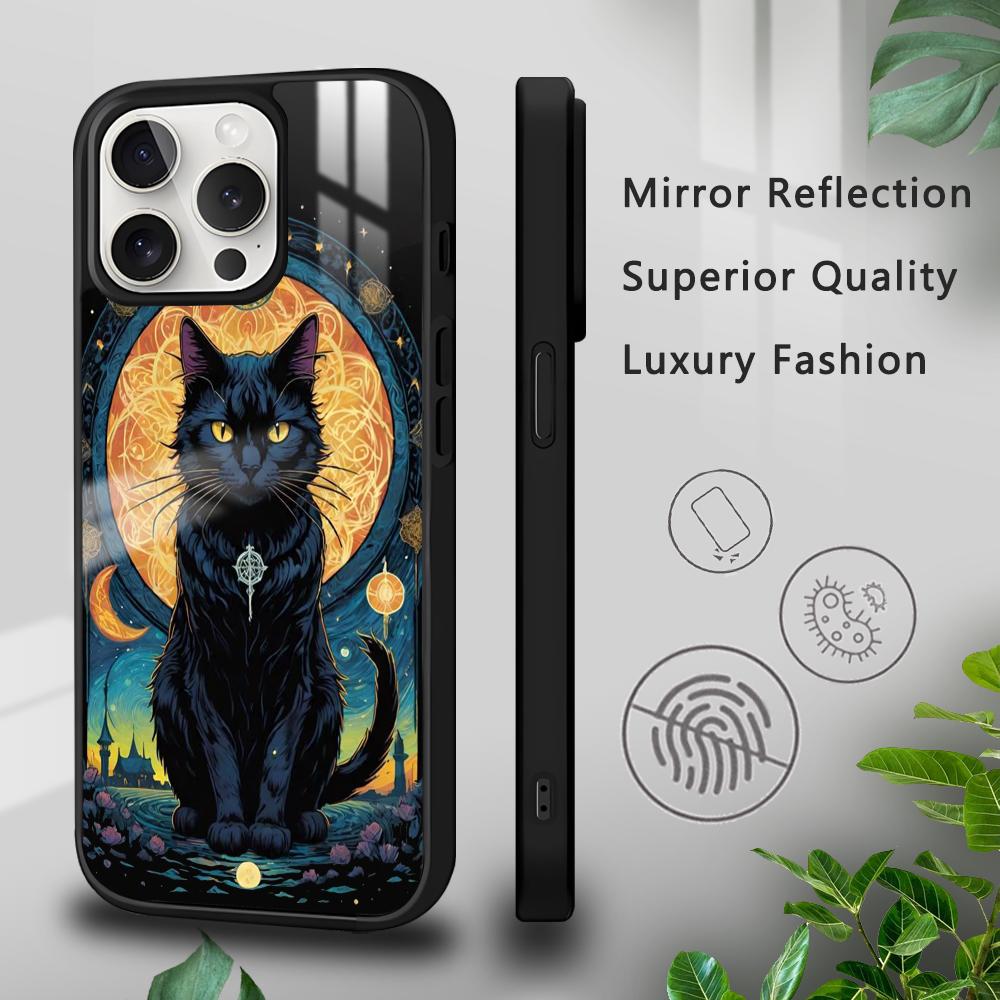 Tarot Mystery Totem Cat Phone Case For iPhone 16 15 14 13 12 11 Pro Xs Max Mini Plus Celulares Hard Funda