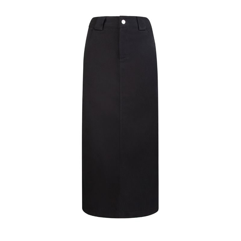 

Adoor Black and White 2 Colors Long Low Waist Skirt Mayli Tooling Style Straight Split Spring and Summer Leisure Fashion Black color spot goods L