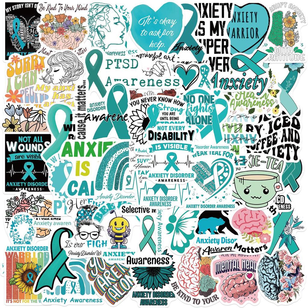 50 Anxiety Awareness Anxiety Graffiti Stickers Decorate Guitar Laptop Suitcase DIY Waterproof
