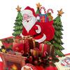 3D Vyskakovací vánoční přání s obálkou Skládaná sváteční přání Roztomilá dárková karta se Santa Clausem pro přátele, děti, rodinu