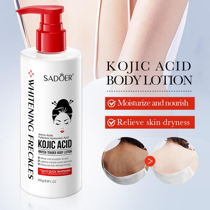 Kojicsyre Whitening Body Lotion 250gSADOER Fuktighetsgivende Oppstrammende Foryngende Body Lotion