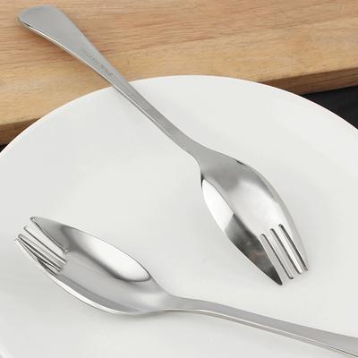 6 Pcs Stainless Steel Sporks Picnic Dual-purpose Spoon Instant Noodle Salad Flatware