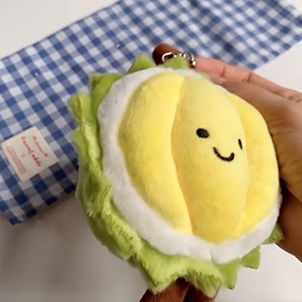 Fruit Doll Fruit Durian Plush Keychain Fluffy Soft Durian Plush Doll Pendant Cartoon Collection Durian Plush Toy Keychain