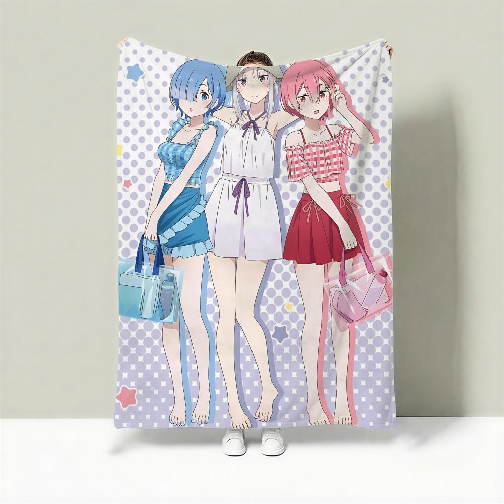 Anime R-ReZero Throw Lightweight 240g Flannel Blanket Soft Skin-friendly for Summer Cooling 75cmx90cm