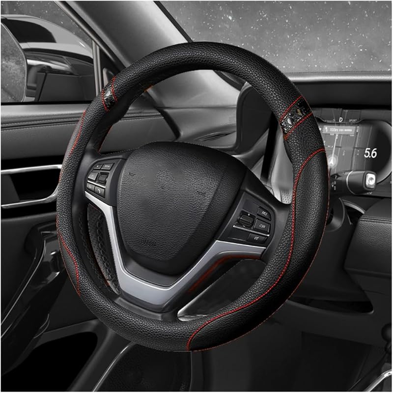 Car Steering Wheel Cover, 15 Inch Premium Leather Breathable Non-Slip Wheels Wrap, Universal Auto Comfortable Steering Wheel Protector For SUV Truck