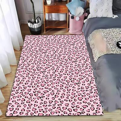 Pink Leopard Print Carpet Rug for Bedroom Living Room Home Decor Suitable for Use As an Anti-slip for Living Room Bedroom Sofas