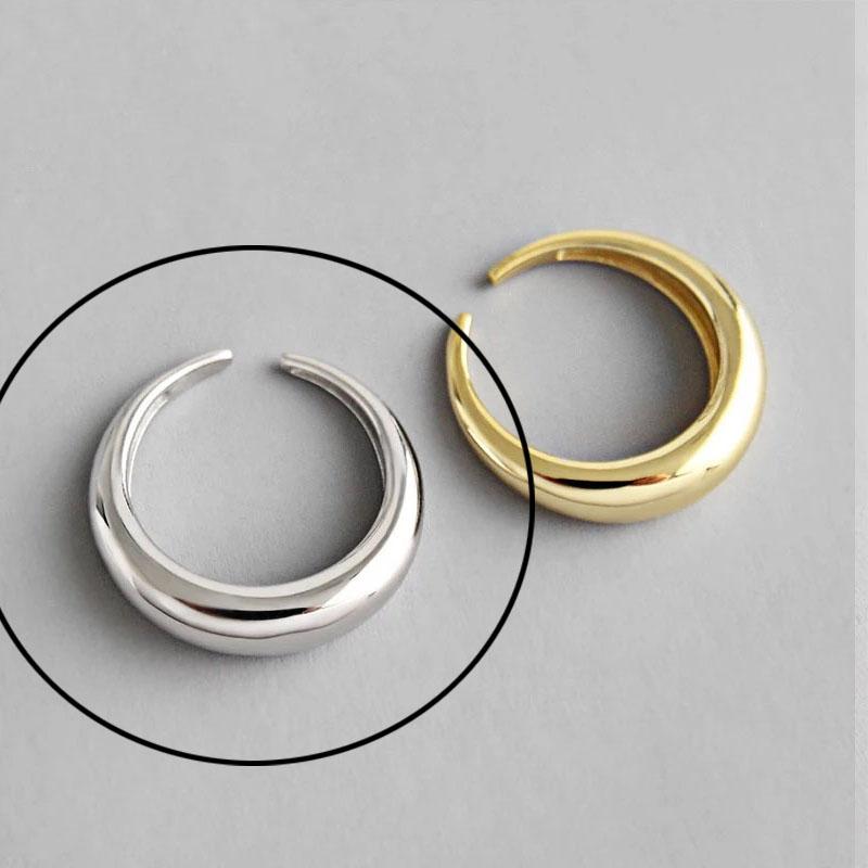 925 Silver Rings For Women Hollow Out Gold Color Temperament Personality Fashion Female Trendy Resizable Opening Rings