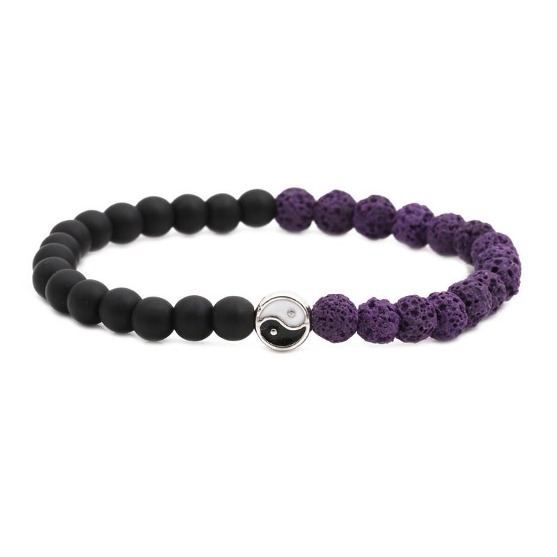 Distance beaded Bracelet Fashion Natural Stone two colors Yin Yang Charm Bracelets for Men Women Friendship couple