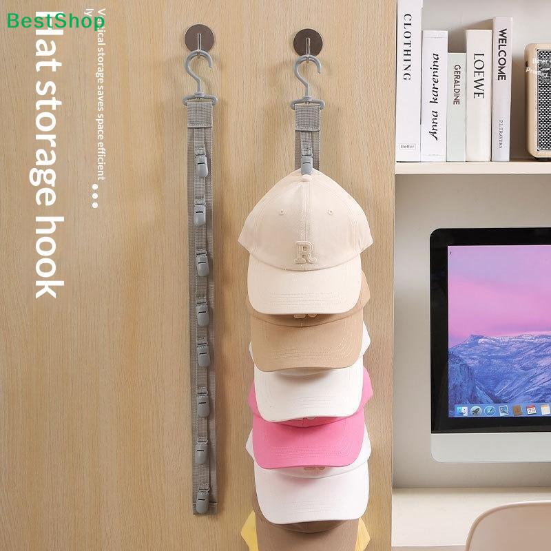 Multi-Functional Hat Hanging Strap – 4/8-Clips Cap Organizer for Baseball Caps, Beanies & Hats