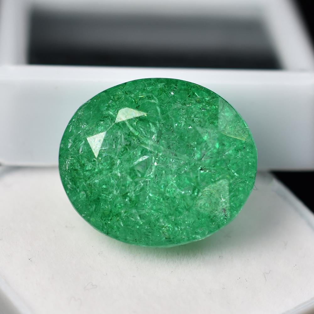 Flawless A+ Quality Natural Oval Cut Green Emerald Gemstone 19.15 Ct Certified