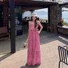 French temperament resort chiffon dress women's Sanya seaside long dress lace splicing beach photo skirt