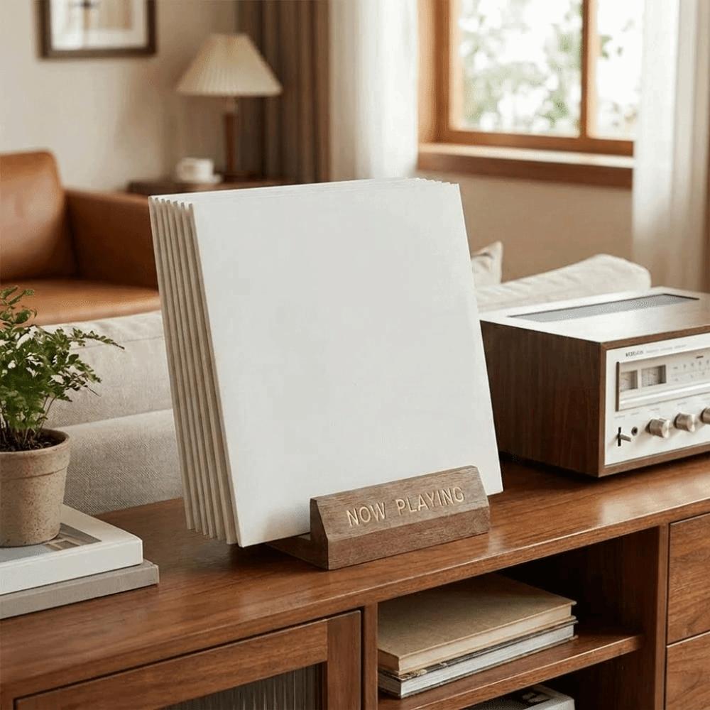 Minimalist Wooden Vinyl Record Holder Single Holder Decorative Album Display Holder Natural Now Playing Stand Bedroom