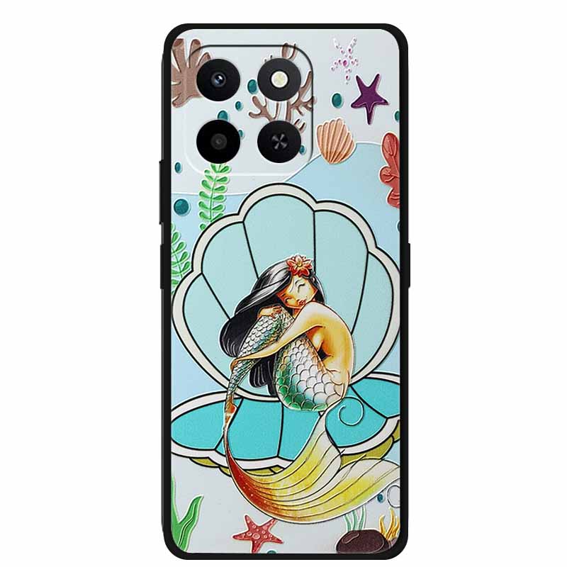 3D Case For Honor X7d 5G Case X 7 d Coque 6.77" Emboss Flowers Black Silicone Soft Back Cover For Honor X7d 4G Cases Shell Funda