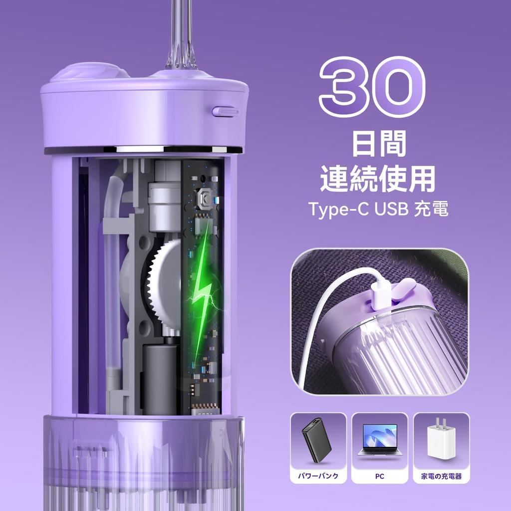 JTF Oral Irrigator Jet Washer with 230ml 5 Replacement Mini Portable 4 11 Intensity IPX7 USB Perfect for Travel and Home Includes Storage Pouch Tank,