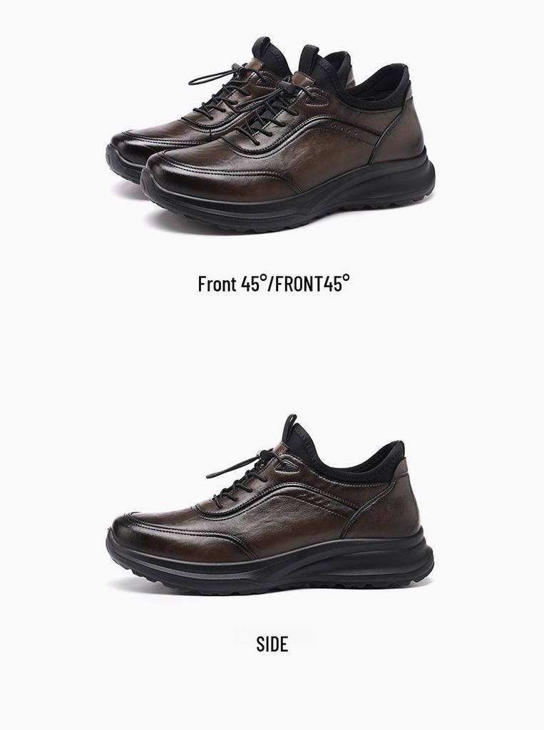 Red Dragonfly Men's Waterproof Leather Sports Shoes, Spring 2026: Thick Sole, Height-Boosting, Commuting & Travel Footwear.