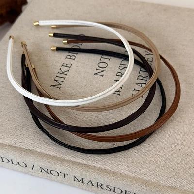 Lederstirnband für Frauen 2024 Neue einfarbige Haarreifen Haarbänder Elegante Kopfbedeckung Weibliche Haar-Accessoires Gesicht waschen Haarband