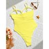 Sexy Yellow Swimwear Women 2026 Hollow Out Cross Slim Tummy Control One Piece Swimsuit Beach Backless Bathing Suit Monokini