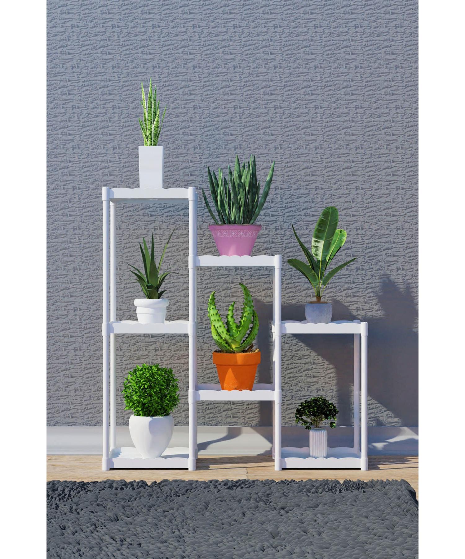

Işıl 7 Shelves Plastic White Flower Pot Decorative Flowerpot Flowerpot Stand 322_k_b