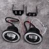 Pair 3.5in LED Fog Lights Angel Eyes with COB Universal Replacement Assembly for Car SUV TruckWhite