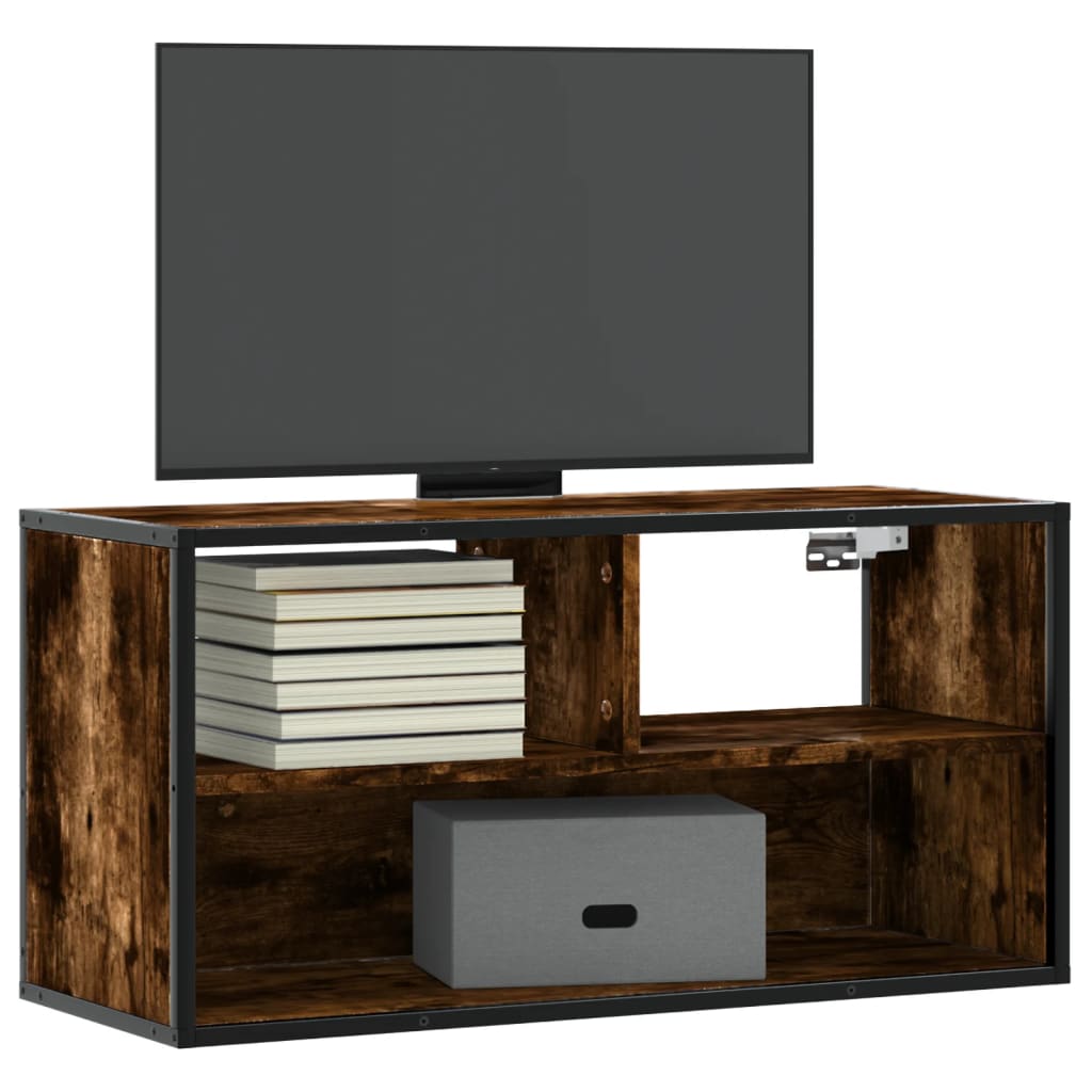 TV Stand Smoked Oak 80 x 31 x 39.5 cm Engineered Wood and Metal