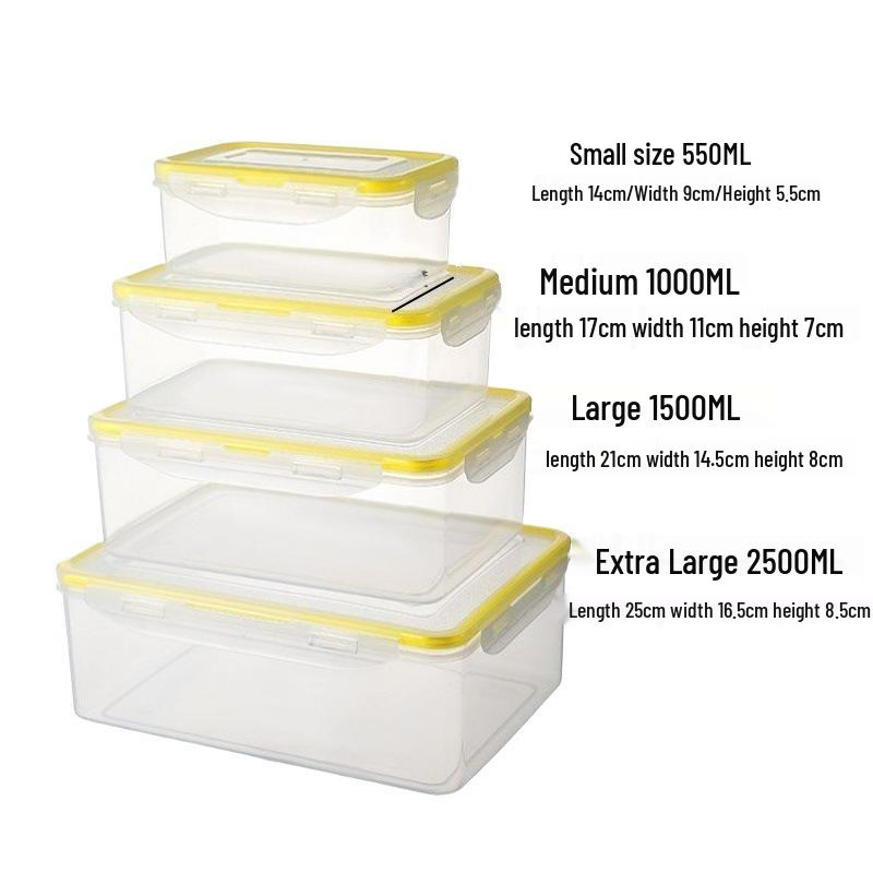 Microwave-Safe Rectangular Plastic Bento Box with Lid for Fresh Storage