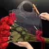 1Pc Transparent Pet Fresh Flower Bouquet Handbag Flowers Wrapping Handbag Festivals Party Rose Package Portable Packing Bag