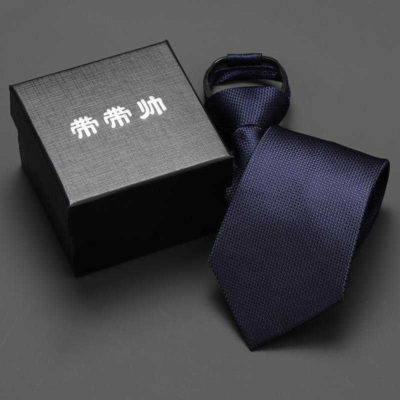 Groom'S Wedding Men'S And Women'S Business Ties, Formal Wear, Black Zipper-Style Korean Version, Narrow Lazy Man, No Stripes, Suit And Tie