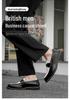 Men's Large Size Leather Slip-On Shoes - Pointed Toe, Thick Sole, Formal & Casual Driving Loafers Size 46