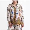 Autumn and winter new European and American positioning printing fashionable versatile loose trousers shirt + thin trousers two-piece set