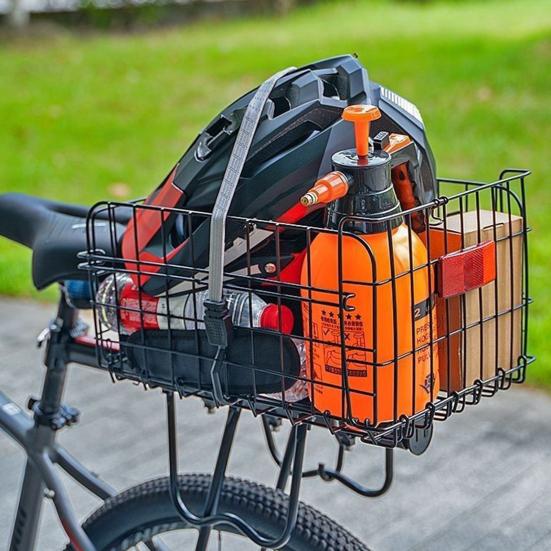 

Корзина для хранения велосипеда сзади с подкладкой, складная, прочная, большой емкости, вмещает 56 фунтов, универсальная корзина для горного велосипеда, шоссейного, горного, металлическая, проволочная