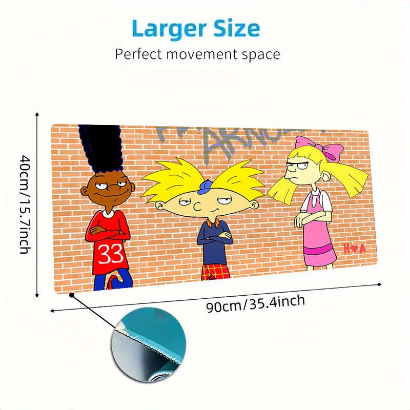 Hey Arnold! Mouse Pad, Large Gaming Desk Mat, Non-slip XXL Mousepad for Laptop & Tablet, Mini PC Playmat with Stitched Edges