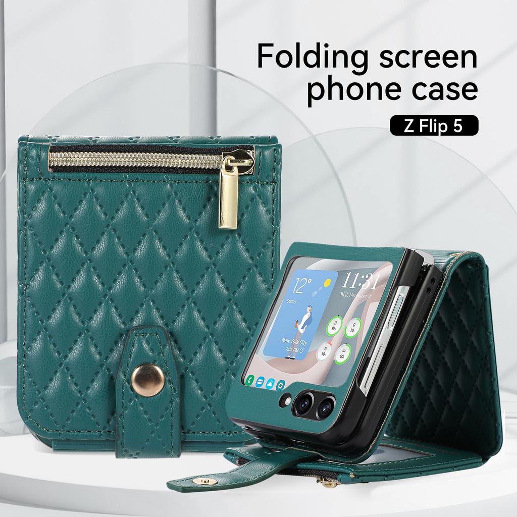 Galaxy Z Flip5 Multi-Karten Handyhülle Faltbar Geeignet für Samsung Fold5 Kleine Duft Crossbody Handy Lederhülle
