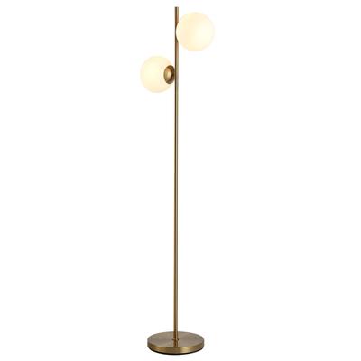 Wohnzimmer Stehleuchte mit 2-teiligem Glasschirm, Stehlampe mit 2 E27-Fassungen für Wohnzimmer Schlafzimmer, Ohne Leuchtmittel. Die Glühbirne
