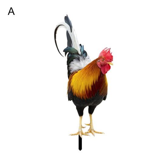 Gartenstab Doppelseitiger Druck Ebene Design Acryl Niedliches Hähnchen Rasenstecker Statue Hof Kunst Dekoration Heimdekor