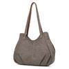 Lässige Canvas-Tragetasche mit gefaltetem Frontdesign Lange Schultergurte Große Kapazität Shopper-Tasche für den täglichen Gebrauch