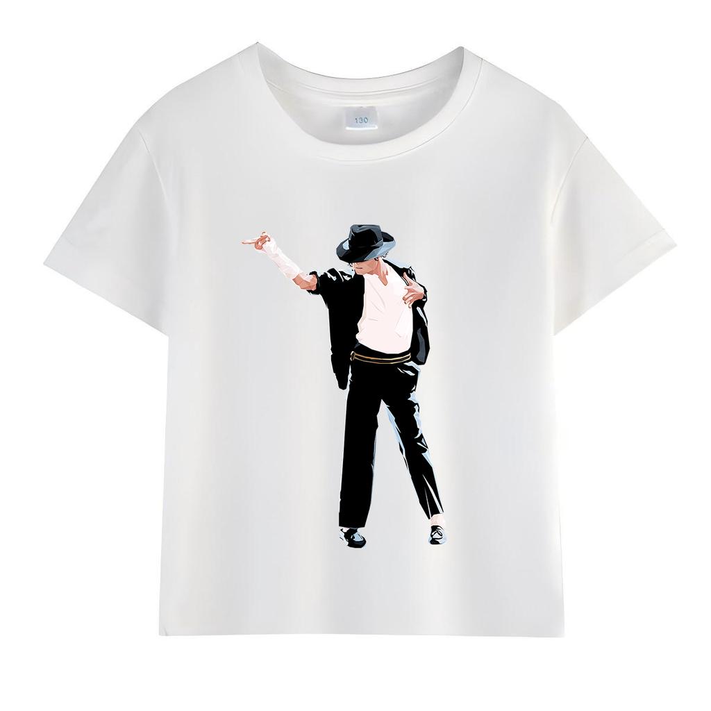 Kinder Michael Jackson Rock N Roll T-Shirt Kinder Mode Rundhals Oberteil Sommer Freizeitkleidung für Jungen und Mädchen