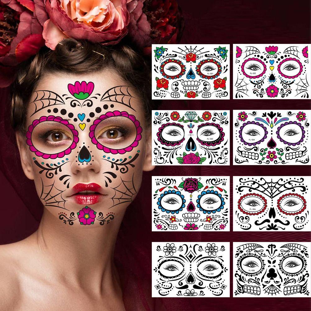 Fake Tatto Halloween Horror Tattoo Stickers Waterproof Big Mouth Face Sticker   Festival Carnival
