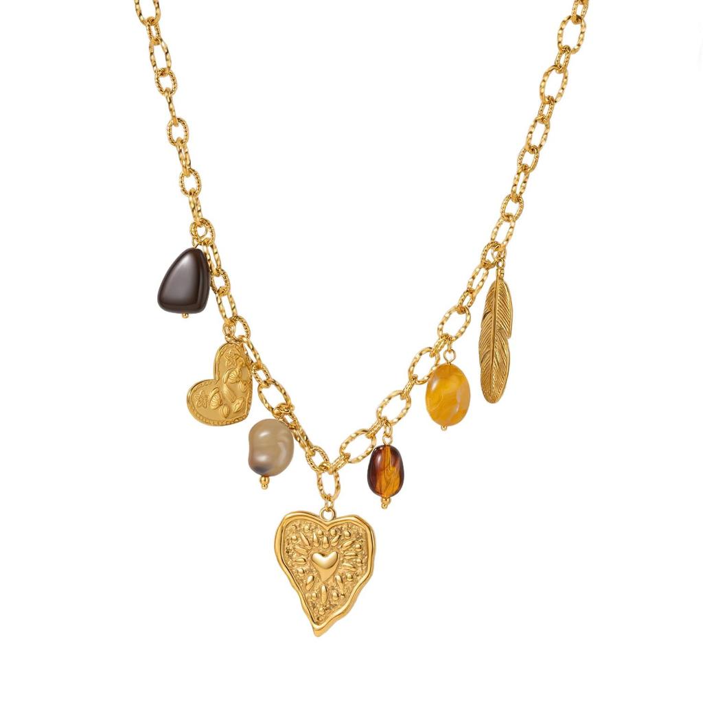 18k Gold Heart Flower Denim Hat Necklace - Simple, Elegant, Holiday Style