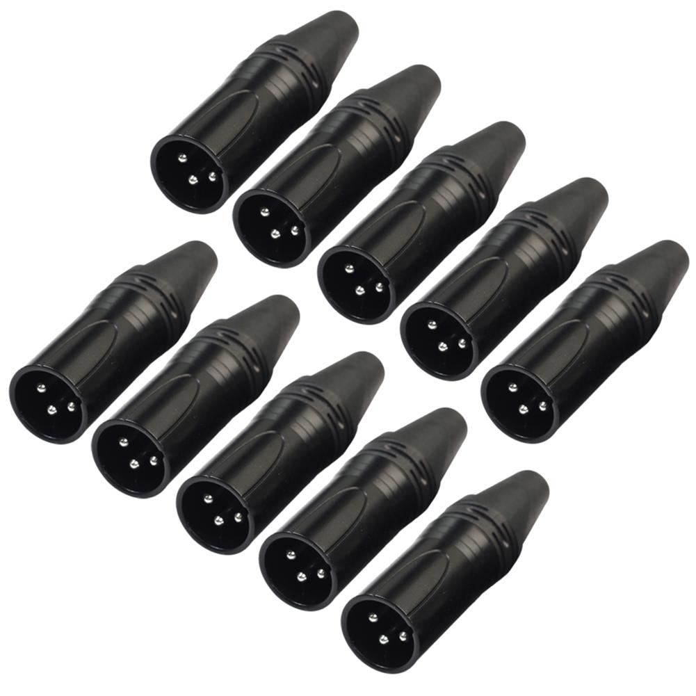 

50-10pcs DIY Microphone XLR 3Pin Male Plug Connector Cables Solder Plug MIC Adapter for Stage Light Accessories