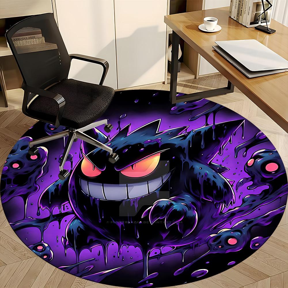 1pz Gengar, Tappeto Sedia Pokémon per Ufficio, Tappeto in Fibra di Poliestere Lavabile Antiscivolo per Interni, Tappetino per Ufficio, Lavabile in Lavatrice