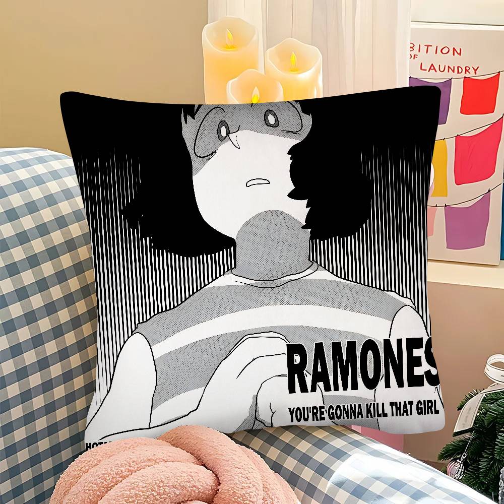 1pc Band Punk R-Ramones Anime Pillow Case Fashion Square Pillowcase Bedroom Sofa Room Ins Decoration Leisure