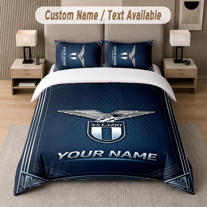 Juego de Ropa de Cama con Diseño del Lazio FC Texto Personalizado 1 Funda Nórdica y 2 Fundas de Almohada