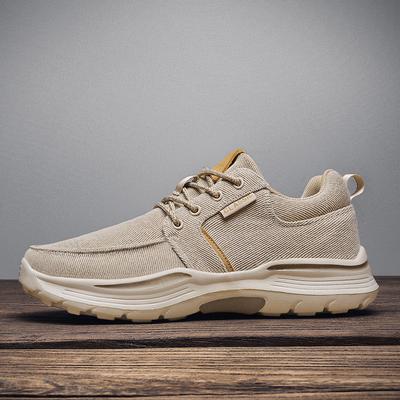 Fashion Breathable Soft Men Sneakers Outdoor Casual Shoes Non-Slip Male Canvas Shoes Outdoor Leisure Walk Trainers Lace-Up Treking Shoes